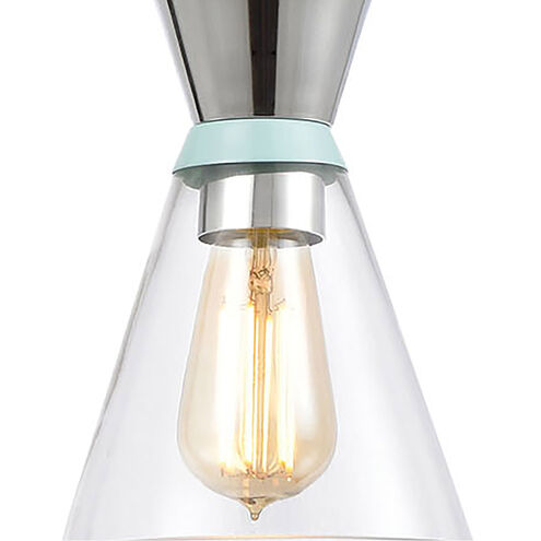 Pomfret 1 Light 6 inch Polished Chrome with Aqua and Clear Mini Pendant Ceiling Light