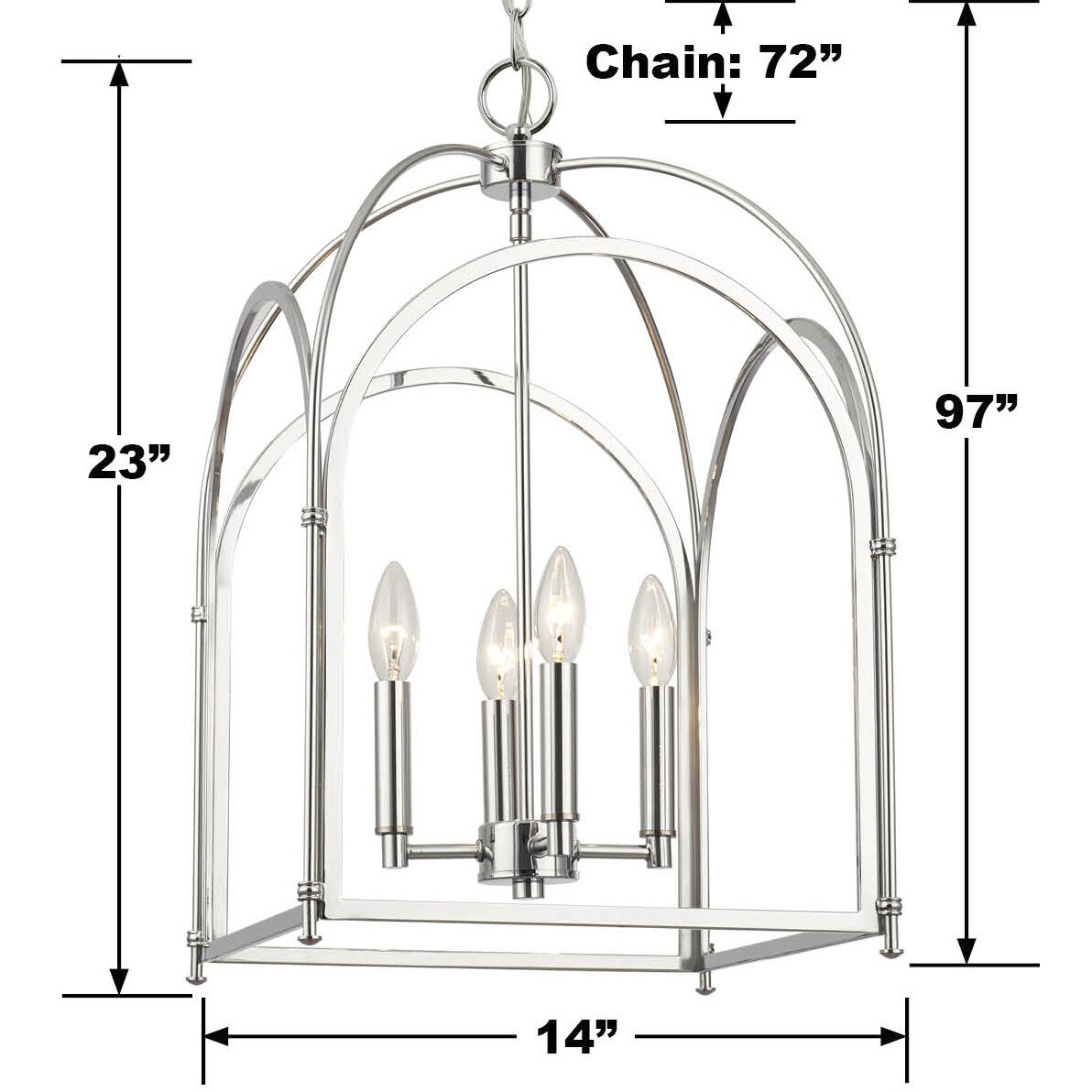 Dekalb 4 Light 14 inch Chrome Pendant Ceiling Light