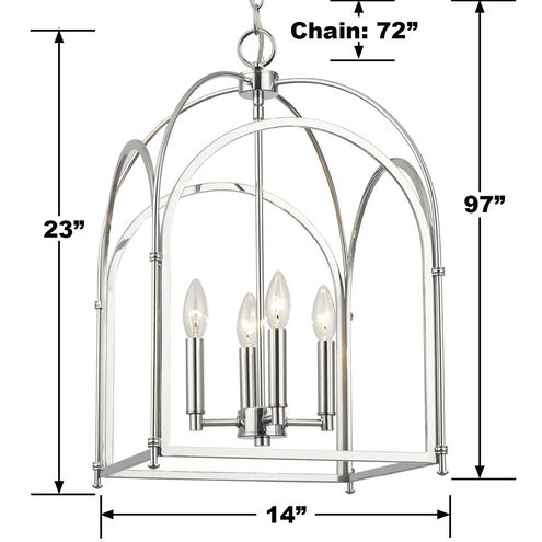 Dekalb 4 Light 14 inch Chrome Pendant Ceiling Light