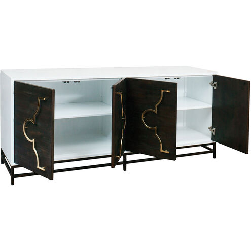 Mills 72 X 22 inch Dark Brown with White and Gold Credenza