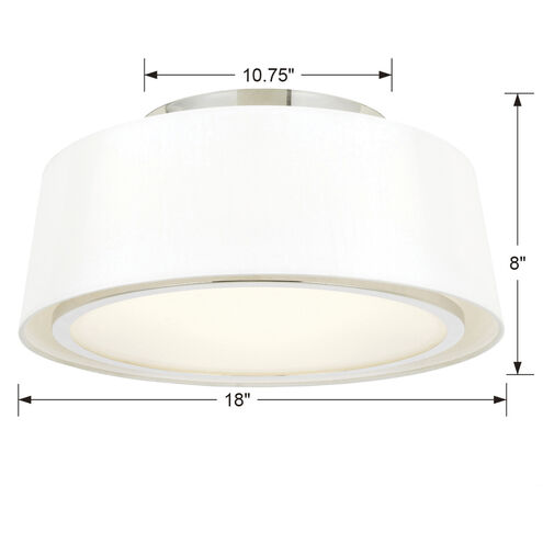 Stevens 3 Light 18 inch Polished Nickel Semi Flush Ceiling Light