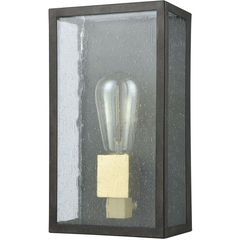 Solvay 1 Light 11 inch Blackened Bronze with Brushed Brass Outdoor Wall Sconce