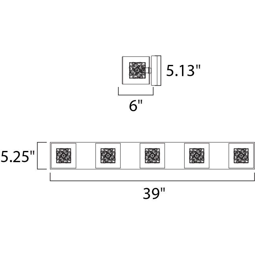 Westbury 5 Light 39 inch Polished Chrome Bath Vanity Light Wall Light