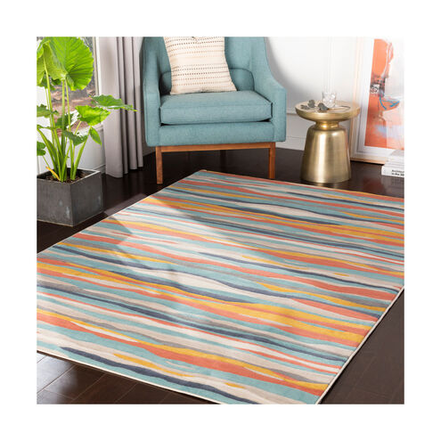 Islip 87 X 63 inch Aqua/Charcoal/Coral/Mustard/Light Gray/Beige/Taupe Rugs, Rectangle