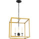 Oyster Bay 4 Light 16 inch Brass and Black Pendant Ceiling Light