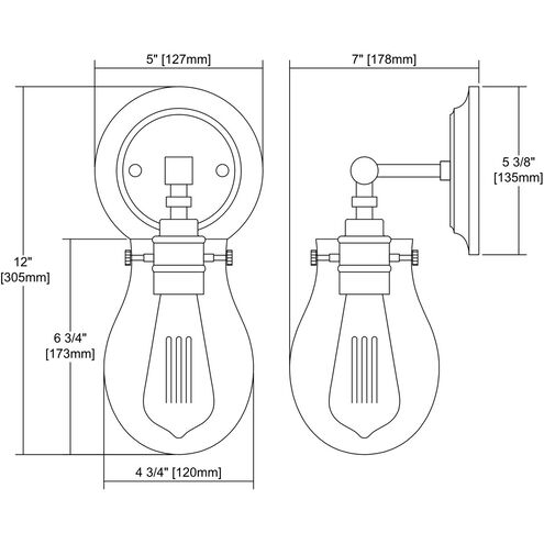 Johnstown 1 Light 7 inch Oil Rubbed Bronze Vanity Light Wall Light