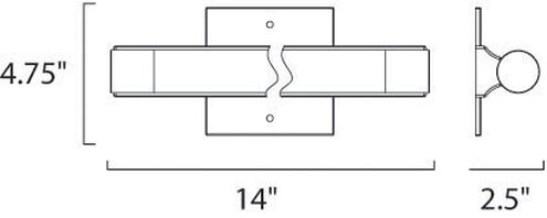Steelton LED 14 inch Polished Chrome Bath Vanity Light Wall Light