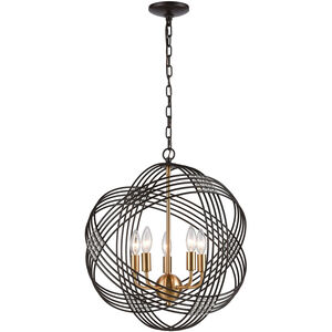 Heidelberg 5 Light 19 inch Oil Rubbed Bronze with Satin Brass Chandelier Ceiling Light