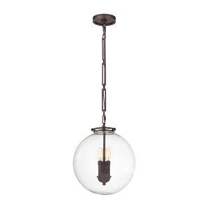 Malone 3 Light 14 inch Oil Rubbed Bronze with Clear Pendant Ceiling Light