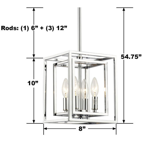Dekalb 4 Light 8 inch Chrome Pendant Ceiling Light