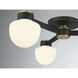 Arcwell Three-Globe Semi-FlushArcwell Modern 3 Light 30 inch Matte Black with Natural Brass Semi-Flush Ceiling Light