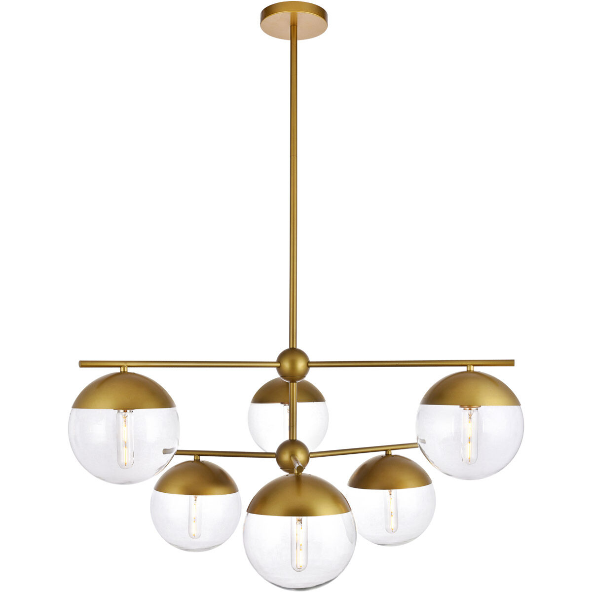 Oyster Bay 6 Light 36 inch Brass Pendant Ceiling Light