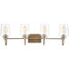 Clarion 4 Light 35 inch Light Wood with Satin Nickel Vanity Light Wall Light