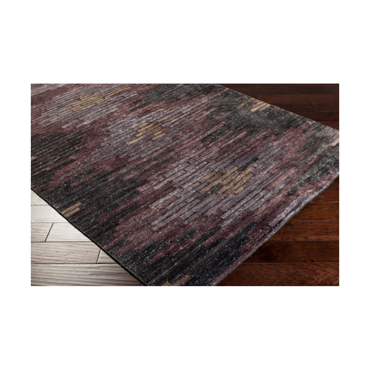 Coolbaugh 96 X 30 inch Eggplant/Mauve/Dark Green/Medium Gray/Tan Rugs, Viscose