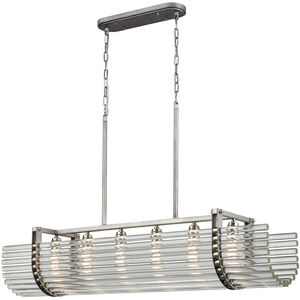 Jeddo 6 Light 51 inch Weathered Zinc with Polished Nickel and Clear Chandelier Ceiling Light