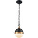 Penndel 1 Light 7 inch Matte Black with Satin Brass and Opal White Mini Pendant Ceiling Light