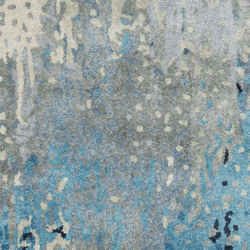 Floral Park 96 X 60 inch Teal Rug, Rectangle