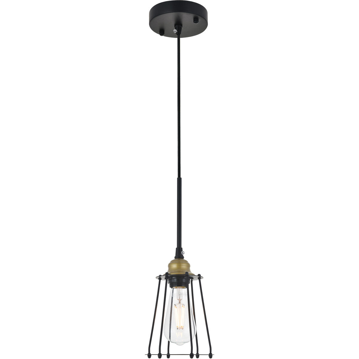 Phoenixville 1 Light 5.3 inch Brass and Black Pendant Ceiling Light