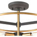 Coraopolis 3 Light 14 inch Charcoal with Brushed Brass Semi Flush Mount Ceiling Light