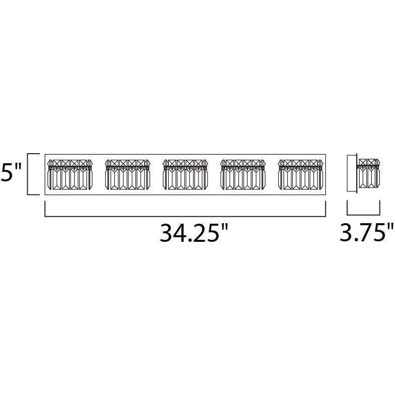 Milford 5 Light 34.25 inch Polished Chrome Bath Vanity Light Wall Light
