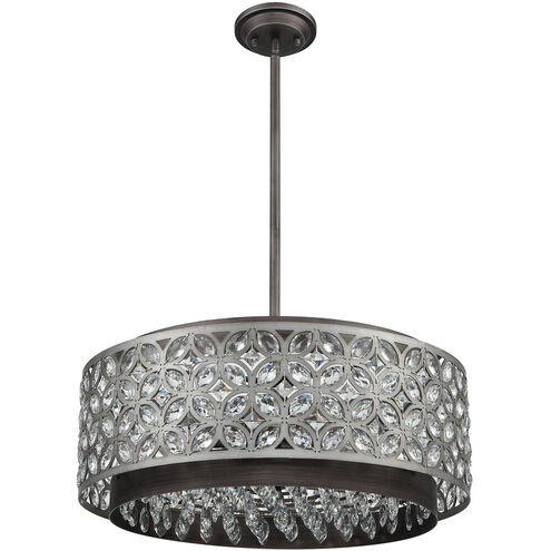 Strabane 6 Light 22 inch Weathered Zinc with Matte Silver Chandelier Ceiling Light