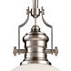 Pittsburgh 1 Light 13 inch Satin Nickel with White Pendant Ceiling Light