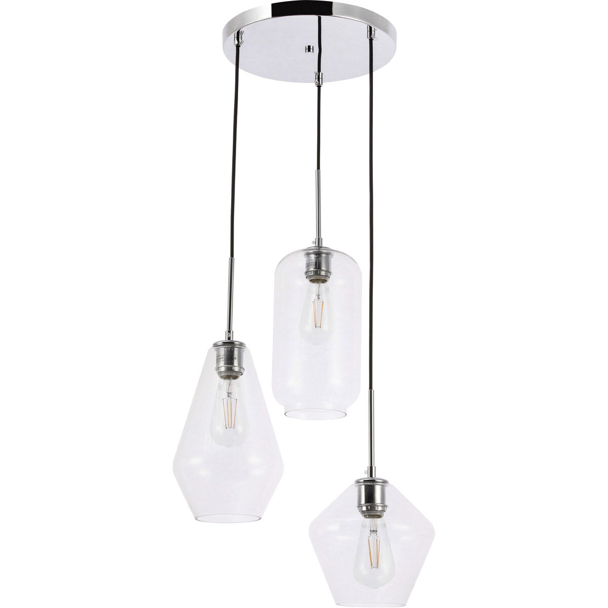Rochester 3 Light 17 inch Chrome Pendant Ceiling Light