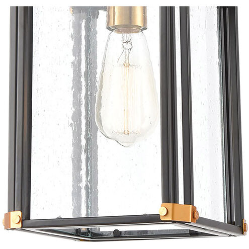 Gettysburg 1 Light 8 inch Matte Black with Brushed Brass Outdoor Pendant