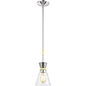 Pomfret 1 Light 6 inch Polished Chrome with Yellow and Clear Mini Pendant Ceiling Light