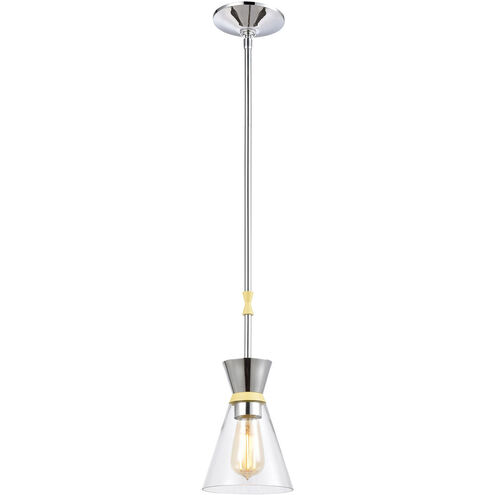 Pomfret 1 Light 6 inch Polished Chrome with Yellow and Clear Mini Pendant Ceiling Light
