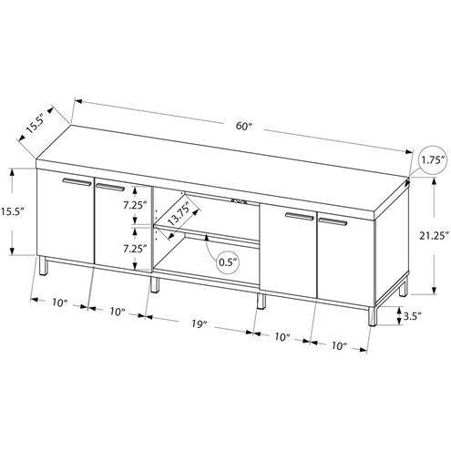 Vestal 60 inch White and Grey TV Stand