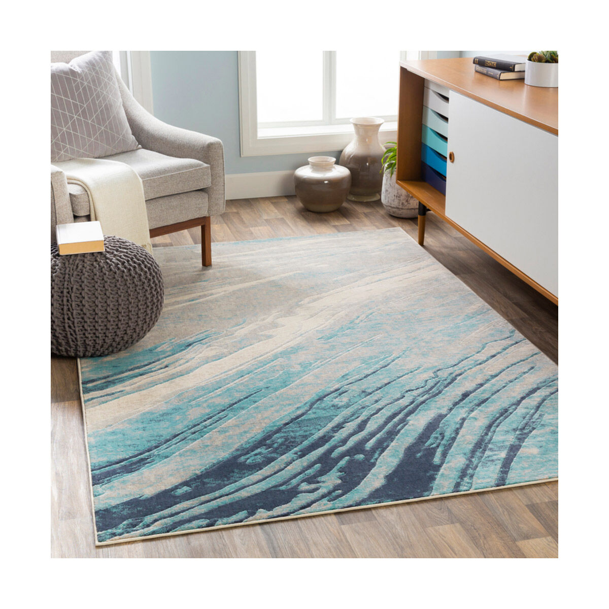 Islip 87 X 63 inch Aqua/Light Gray/Taupe/Beige/Khaki Rugs
