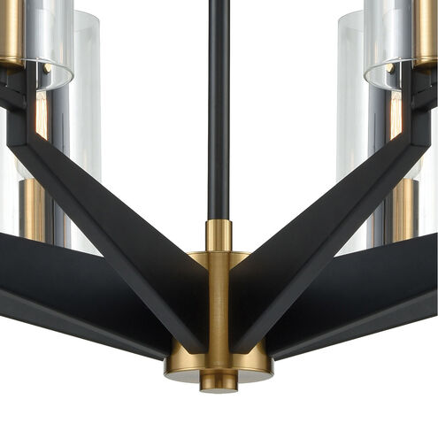 McKees 8 Light 33 inch Matte Black with Satin Brass Chandelier Ceiling Light