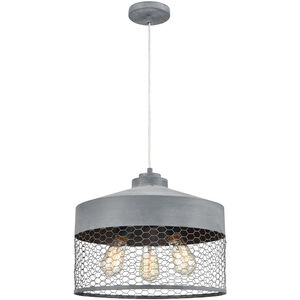 Strattanville 3 Light 16 inch Concrete with Pewter Chandelier Ceiling Light