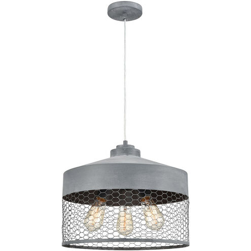 Strattanville 3 Light 16 inch Concrete with Pewter Chandelier Ceiling Light
