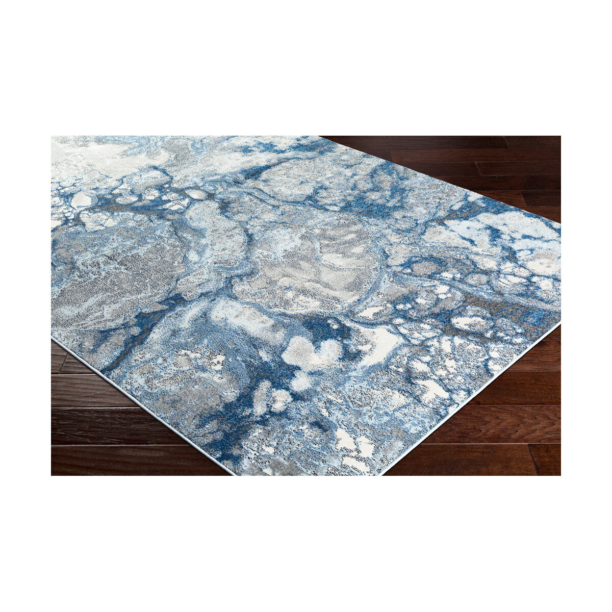 Brighton 90 X 62 inch Bright Blue/Navy/Medium Gray/Pale Blue/Cream/Black Rugs, Rectangle