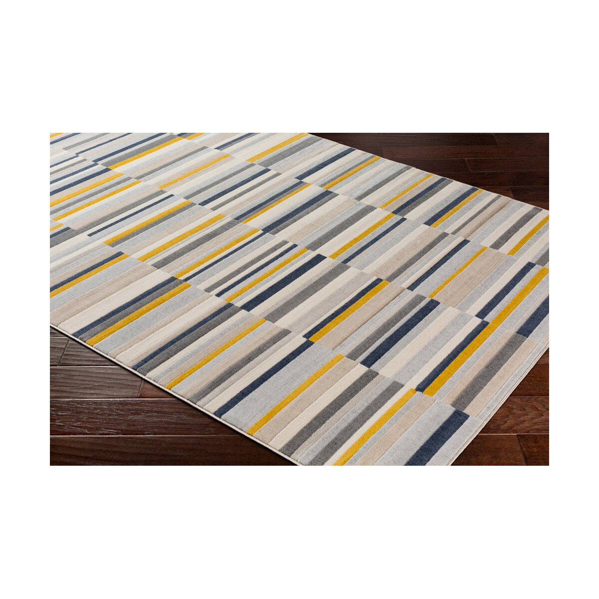 Islip 87 X 63 inch Mustard/Charcoal/Light Gray/Beige/Khaki/Taupe Rugs, Rectangle