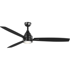 Effort 60 inch Black with Distressed Ebony/Matte Black Blades Ceiling Fan, Progress LED