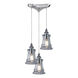 Greece 3 Light 10 inch Polished Chrome Mini Pendant Ceiling Light, Triangular