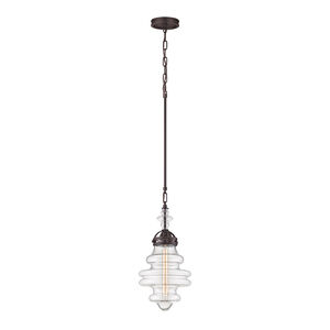 Malone 1 Light 10 inch Oil Rubbed Bronze with Clear Mini Pendant Ceiling Light