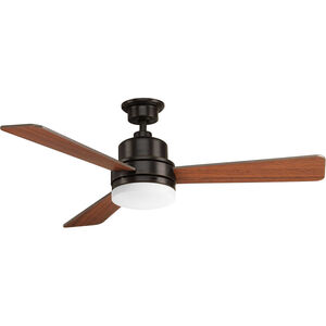 Beacon 52 inch Antique Bronze with Medium Cherry/Classic Walnut Blades Ceiling Fan, Progress LED