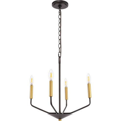 Geneseo 4 Light 18 inch Black and Brass Pendant Ceiling Light