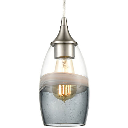 Batavia 1 Light 5 inch Satin Nickel with Smoke Swirl Mini Pendant Ceiling Light