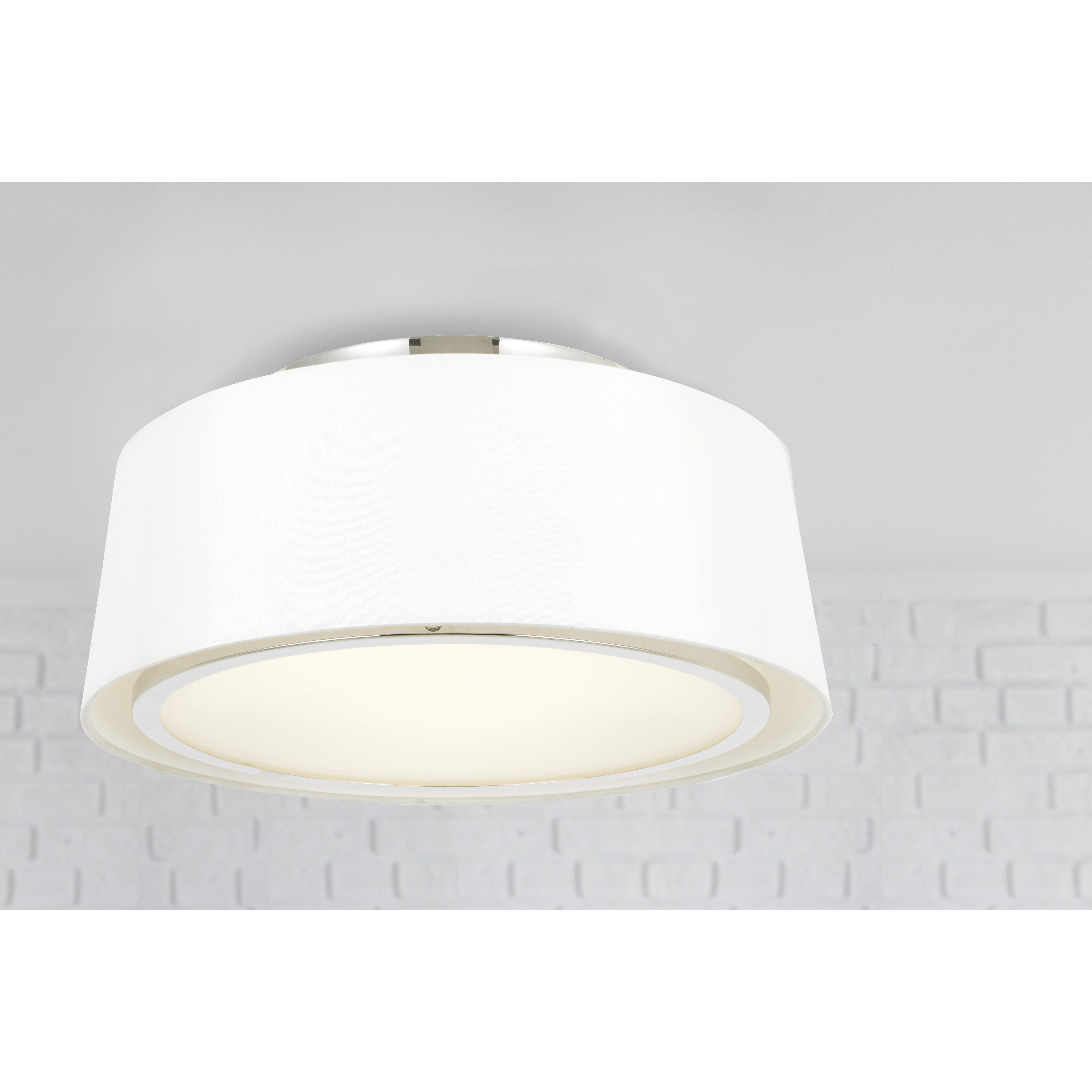 Stevens 2 Light 12 inch Polished Nickel Semi Flush Ceiling Light