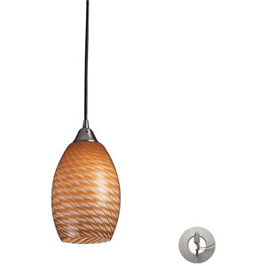 State College 1 Light 6 inch Satin Nickel with Burnt Orange Mini Pendant Ceiling Light