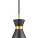 Pomfret 1 Light 7 inch Matte Black with Brushed Brass Mini Pendant Ceiling Light