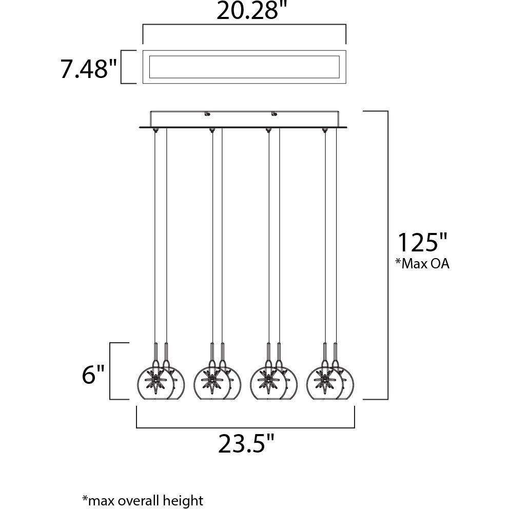 Bushkill 8 Light 23.5 inch Polished Chrome Linear Pendant Ceiling Light