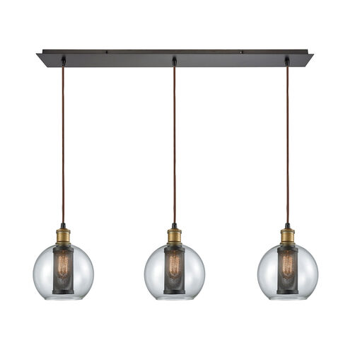 Airmont 3 Light 36 inch Oil Rubbed Bronze with Tarnished Brass Multi Pendant Ceiling Light, Configurable