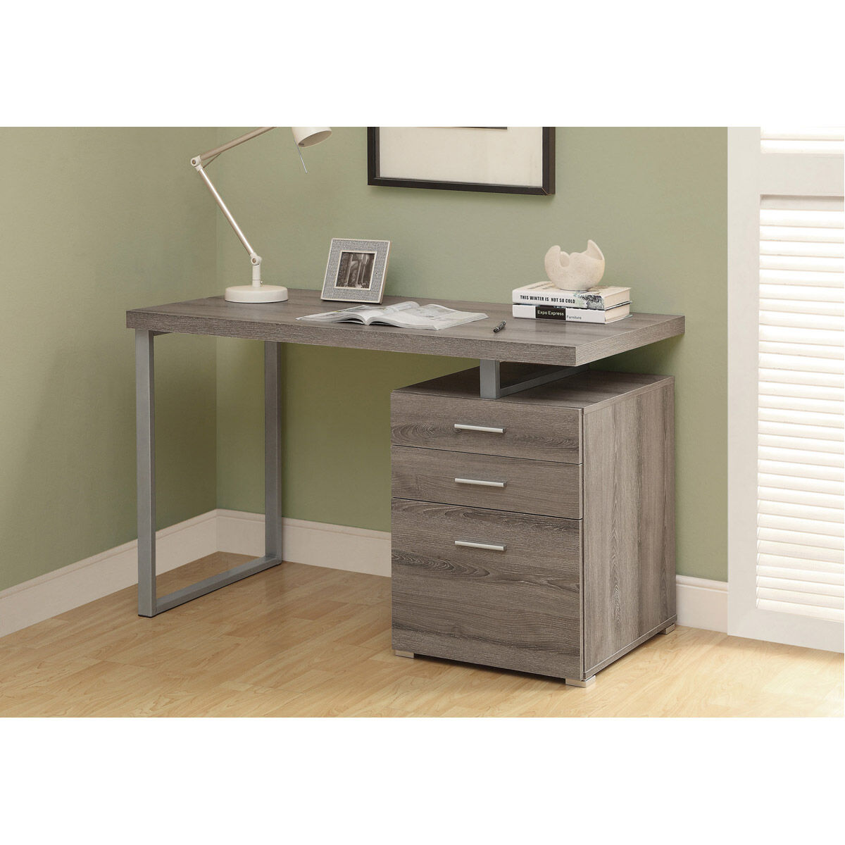 Ramapo 47 X 24 inch Dark Taupe and Silver Computer Desk