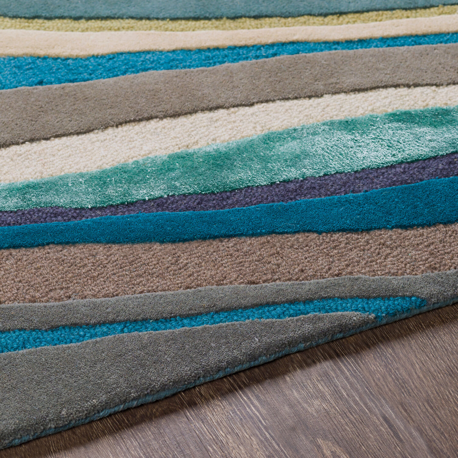 Olean 96 X 60 inch Teal/Aqua/Taupe/Cream/Dark Brown/Ink Rugs, Rectangle